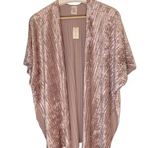 Velvet Mauve Poncho/Open Cardigan, One Size Fits All, with Vertical Striping